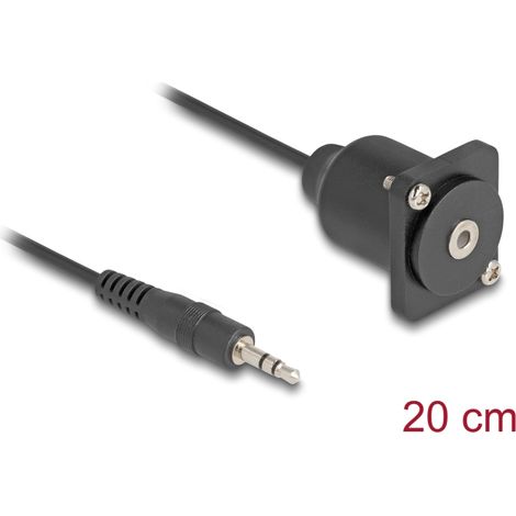 Delock Cable Tipo-D 3,5 mm 3 pines Conector estÃ©reo macho a hembra negro 20 cm