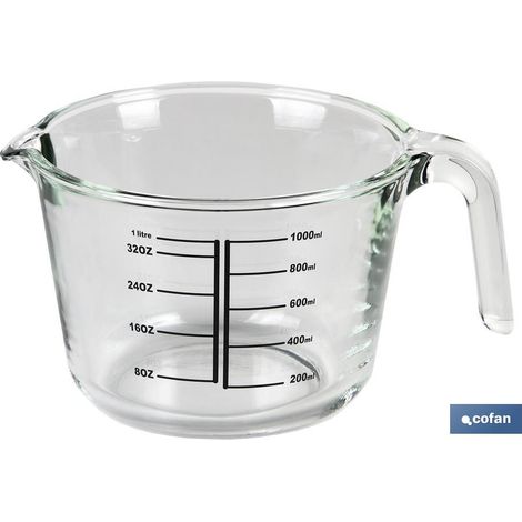 Caraffa graduata in vetro borosilicato da 1 L, modello Barite