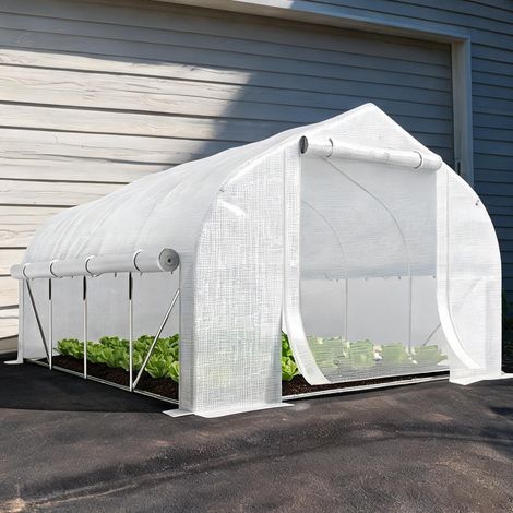 Serre de jardin blanco en pE métal Galvanizado 395 x 300 x 200 cm (1/5)