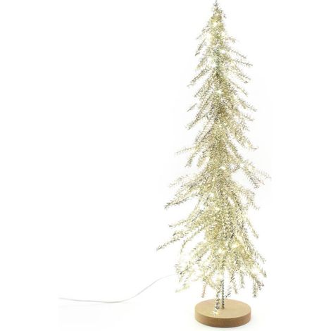 Alberello natalizio in metallo e plastica con luci per decorazioni natalizie -60 cm / Oro (1/4)