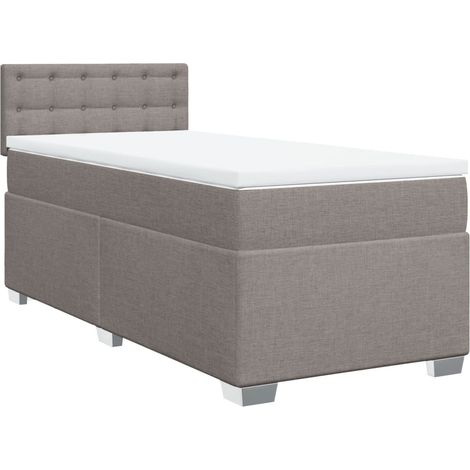 Lit simple Lit adulte Sommier à lattes de lit avec matelas Taupe 100x200 cm Tissu (1/5)