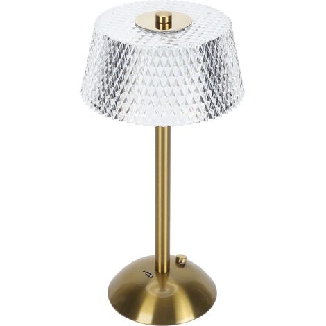 Lampe de Table à Intensité Variable, 3 Couleurs Changeantes Contrôle Tactile Lampe de Table en Cristal, Dirigé Lampe de Table Rechargeable Lampe Vintage pour Hôtel Bar Salon (1/5)