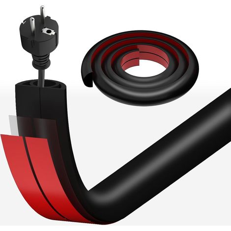PVC Wall Cable 20 mm x 1 m Black  Flexible PVC Round Flexible Outdoor Floor Duct for Wall TV Cables, Small Cable Channel for Home and Office (1/5)
