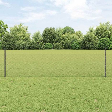 Zaun mit Pfosten Grau 0,5 x 10 m Stahl und PVC