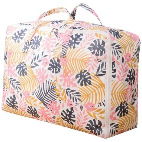 Sac de rangement respirant pour couettes avec fermeture éclair, en tissu non tissé anti-déformation, pour couvertures, t-shirts et bien plus encore - Taille L - Feuille