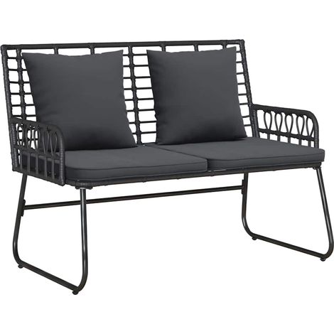 Maison Exclusive - Gartenbank Schwarz und Anthrazit Poly-Rattan