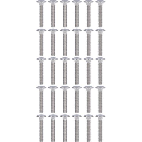 Lot de 30 boulons à tête ronde collet carré A2-70 en acier inoxydable M10x55 pour machines (1/5)