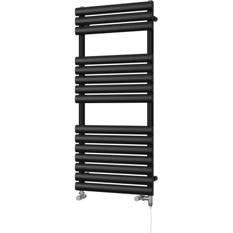 Omeara - Black Dual Fuel Towel Rail H1120mm x W500mm Standard (1/3)