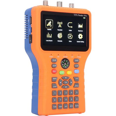 Satellitenfinder V8 FINDER PRO2 FTA DVB S2 S2X Signalmesser mit 4,3-Zoll-LCD-Bildschirm und Kompassfunktion, 100 bis 240 V (1/5)