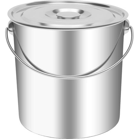 Seau de stockage, acier inoxydable 304, grande capacité, Argent (1/2)