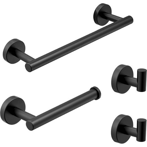 Toallero de pared para baño en acero inoxidable 304 con estante negro mate para baños pequeños.