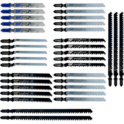 Professional 35 pièces Emmanchement T Jeu de lames de scie sauteuse Basic, pour Couper du Métal, Bois, T118A/T144D/ T101BR/T101AO/T111C/T744D/T344D, pour Panneau de Particules, Contre-plaqué (1/5)