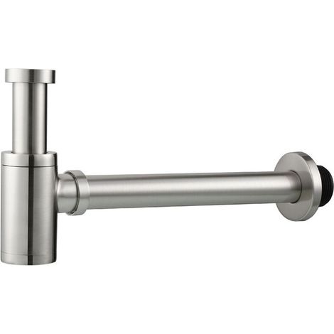 Ensemble de bonde horizontale murale en acier inoxydable – Adapté aux lavabos, éviers, vasques, etc. – 1 set, finition brossée (1/5)