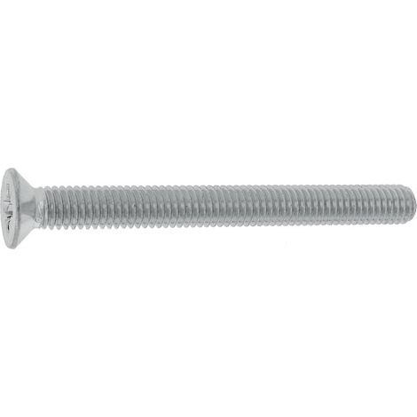 Vis à métaux tête fraisée DIN 965 empreinte Pozidriv acier zingué blanc. filetage total. Ø6x90mm. boîte de 100 pièces - VISWOOD