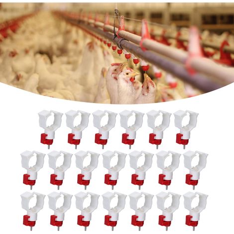 20 bebederos para gallinero, accesorios para aves de corral, grifo antifugas con inserto metálico, para pájaros, pavos y patos, 7 cm (1/5)