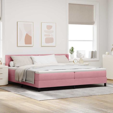 vidaXL Cama tipo Box Spring con cabecera Rosa 200 x 200 cm Terciopelo (1/5)