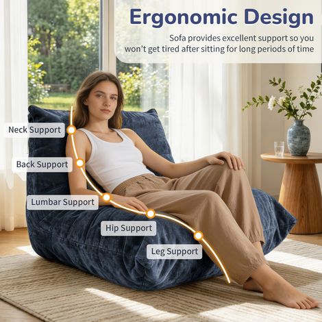 Pouf chenille volante, canapé ultra-doux et confortable. Canapé lounge relaxant et élégant, idéal pour la chambre ou le salon. Tissu Snow Neil. (1/5)