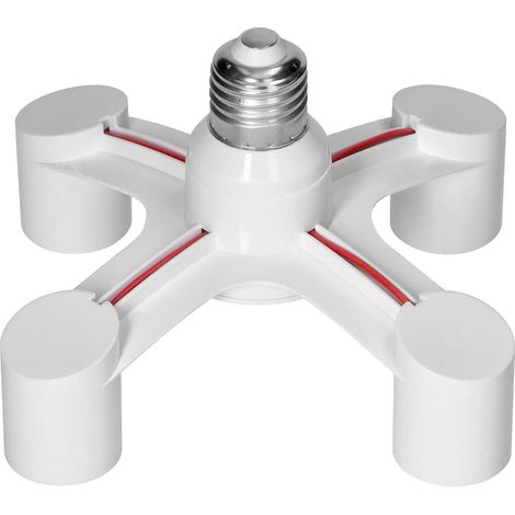 E27 Socket Extension Socket Adapter E27 Bulb Holder Multiple E27 Socket with E27 Socket and E27 Socket Multi Bulb Socket (4 x E27) (1/3)