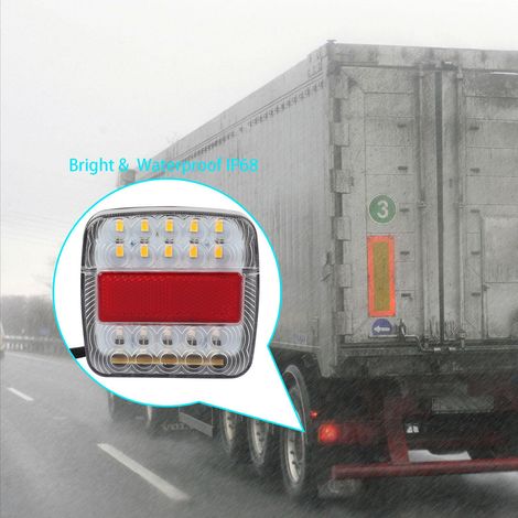 Feux arrière à LED 12 V pour camion, feux stop, clignotants et feux de freinage, faible consommation, étanches. (1/5)