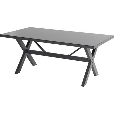CHALET & JARDIN Table de jardin en aluminium et verre céramique 180 x 100 cm (1/4)