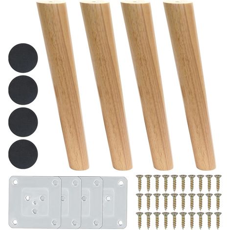 4 gambe per mobili in legno da 30 cm, gambe di ricambio in legno, gambe per divani inclinate, gambe per mobili in legno massello con accessori per poltrona, tavolo, porta TV