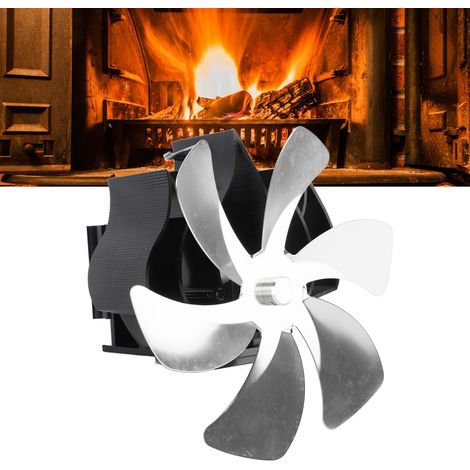 Ventilateur de cheminée, ventilateur thermique, poêle à pétrole, poêle à bois, ventilateur thermique auto-générateur, argent (1/5)