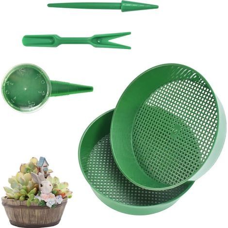 2 PCS Tamis à Sable en Plastique 21 × 5.5cm Tamis de Jardin Rond Pratique Tamis Terre Jardinage Anti-usure avec Semoir et Repiqueur pour Semence Sable Pierre Saleté Plante Jardin Jardinier (1/5)