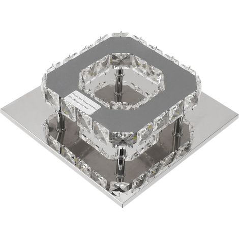 Suspension Plafonnier LED 3 Couleurs Lumière Moderne Carré Faux Cristal Mini Lustre Salon Couloir 85‑265V (1/5)