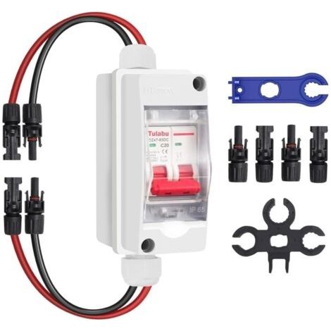 Interrupteur de Déconnexion PV DC 20 A 500 V, MCB 2P Commutateur D'air de Commutation de de Dissipateur de Courant Solaire, Disjoncteur Miniature avec Boîtier de Distributio (1/5)