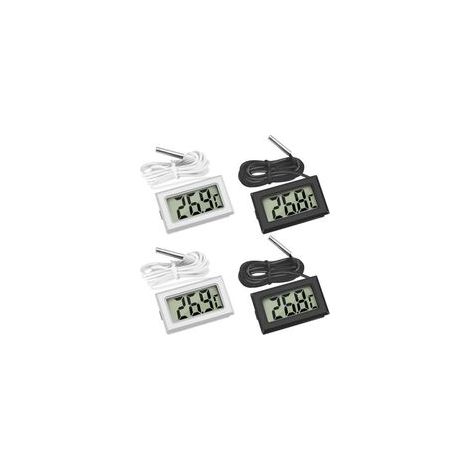 Thermomètres pour réfrigérateur en un seul paquet, thermomètres numériques LCD avec sondes étanches, adaptés aux réfrigérateurs, congélateurs et aquariums (2 noirs et 2 blancs).