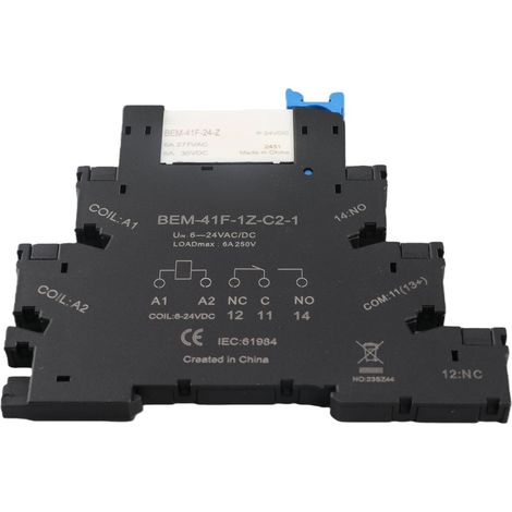 Relais Ultra Plat Commande DC Vers AC sur Rail DIN Module Relais Statique Contact SPDT 6A 6-24V (1/5)