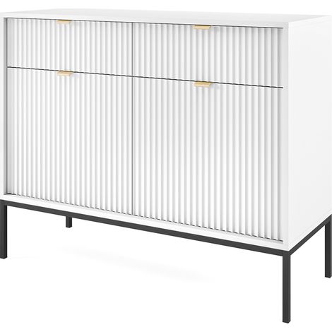 Kommode 104cm breit, weiß, Fußgestell schwarz NEWCASTLE-160 (1/5)