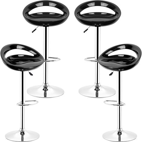 Aqrau Lot de 4 tabourets de bar,Hauteur réglable - Noir - Style contemporain
