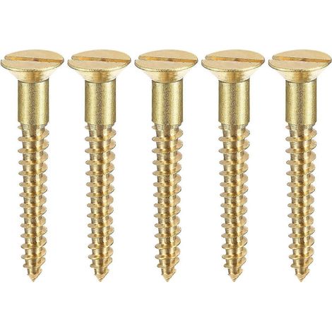 100 vis à bois en laiton à tête plate fendue M4 x 40 mm (1/5)