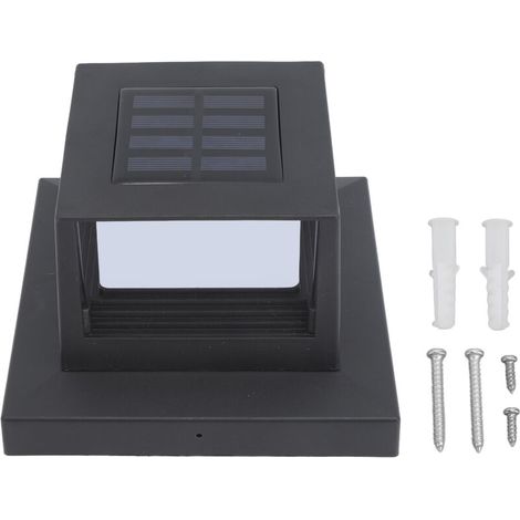 Carré extérieur Clture Poteau Lumière Solaire Poteau Lumière LED Paysage clairage pour Maison Jardin Cour Clture Double Couleur Lumière Noir-Crezuo