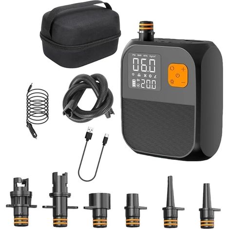 Pompe Paddle Electrique,Pompe à Air Rechargeable 120 l/Min,Pompe à Air Portable Sup,USB Ports LED Lumières,Gonflage à Deux étapes,Convient pour Kayaks,Voiles et Appareils (1/5)
