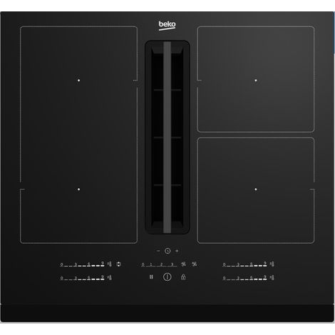 Beko – Table de cuisson induction aspirante 60cm 4 feux 7400W – Zone de cuisson modulable – Commandes slider – HIXI64700UF1 (1/6)