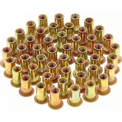 200 Pièces Écrou à Rivet M3 Fileté à Tête Plate, Écrous à Riveter Fileter en Acier au Carbone Zingué, Assortiment M3 Rivet Inserts Filetés pour Métal Plastique (7 mm x 9 mm) (1/5)