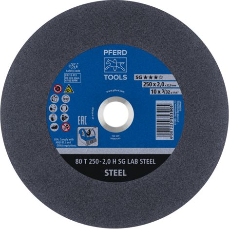 PFERD TOOLS Labortrennscheibe T 250x2x32 mm Leistungslinie SG LAB STEEL für Stahl 20 Stk (1/4)