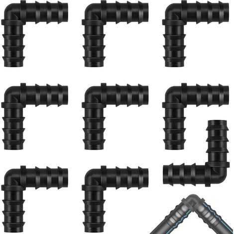 Poeland Gardena Lot de 9 raccords de tuyau coudés 16 mm (1/2"), en plastique noir, raccord de tuyau en L, accessoires d'irrigation goutte-à-goutte (1/5)