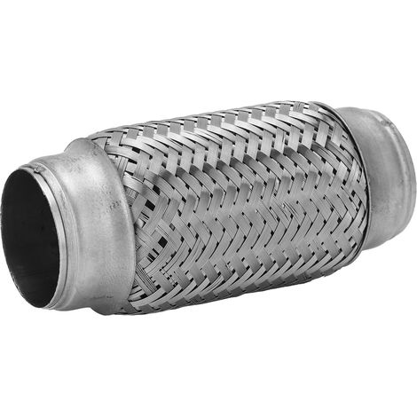 Eosnow Edelstahl-Auspuff-Flexrohr, doppelt geflochten, 50 x 155 mm, silberfarben, für PKW, LKW, Busse