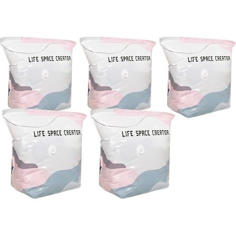 Bolsas De Compresión Al Vacío Sin Bomba - Para Ropa Y Almohadas - 60 x 80 cm - 5 Unidades (1/5)