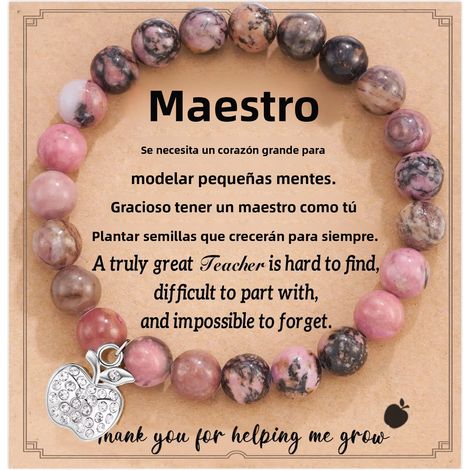 Bracelet renard en agate rose pour enseignants et remises de diplômes, cadeau idéal pour la Fête des Professeurs et l'école, bracelet vintage à perles rondes (1/4)