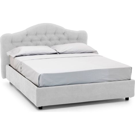 Letto Matrimoniale Allik, Letto Matrimoniale Materasso Incluso, Sfoderabile Made in Italy, Contenitore, Bianco