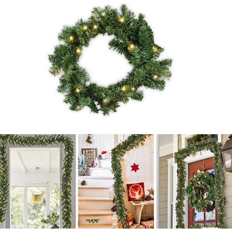Jiubiaz Guirlande de sapin artificielle 5 m, 320 pointes et 100 LED (1/5)