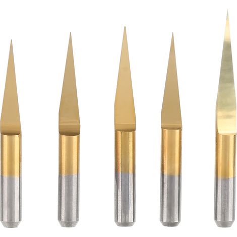 Wolframstahlklinge mit flacher Unterseite und Titanbeschichtung, 3,175 Zoll, für CNC-Graviermaschinen (10er-Packung) (1/5)
