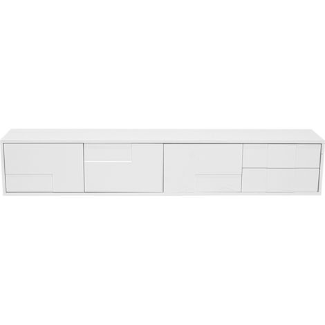 Mueble TV moderno blanco brillo 170 cm, 3 puertas y 2 cajones, suspendido o de suelo (1/5)