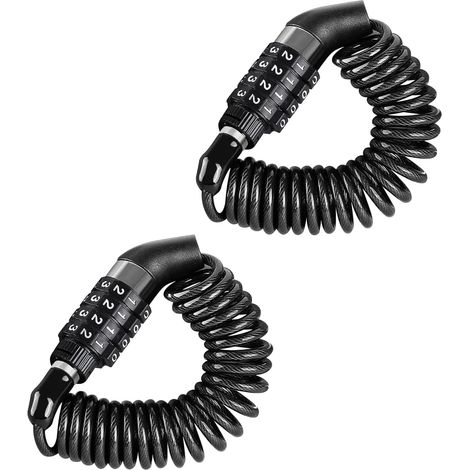 Candado de cable con combinación de 2 piezas para casco de motocicleta - Candado digital de 4 dígitos para bicicletas y triciclos (1/2)