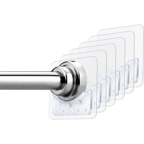 Lot de 6 supports de tringle à rideau de douche adhésifs muraux sans perçage pour salle de bain et cuisine