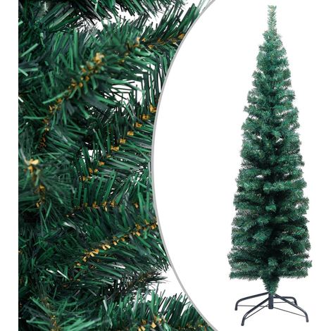 Sapin de Noël artificiel avec support,Arbre de Noël mince Vert 120 cm PVC -WYW65541 (1/5)
